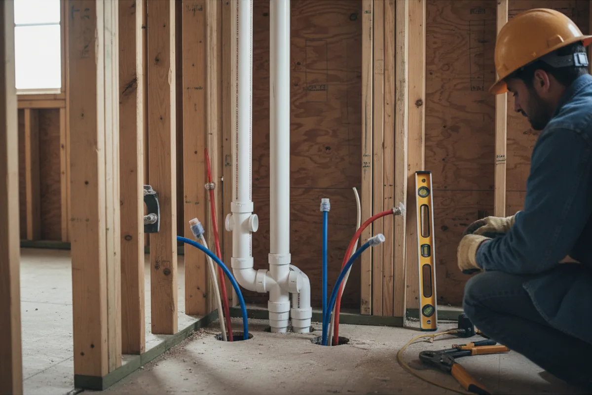 Drain and supply rough-in during Sump Pump Repair in Valley View